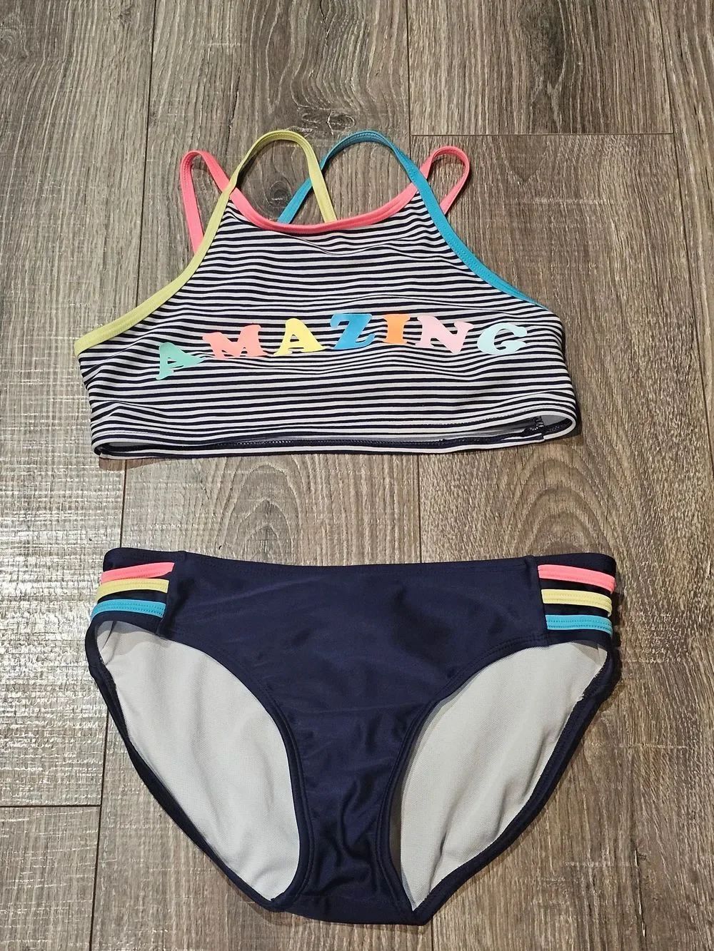 Cat & Jack Navy Two Piece Swimsuit Size 10/12
